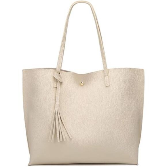 Women's Soft Faux Leather Tote Shoulder Bag from,‎ Big Capacity Tassel - Picture 15 of 15